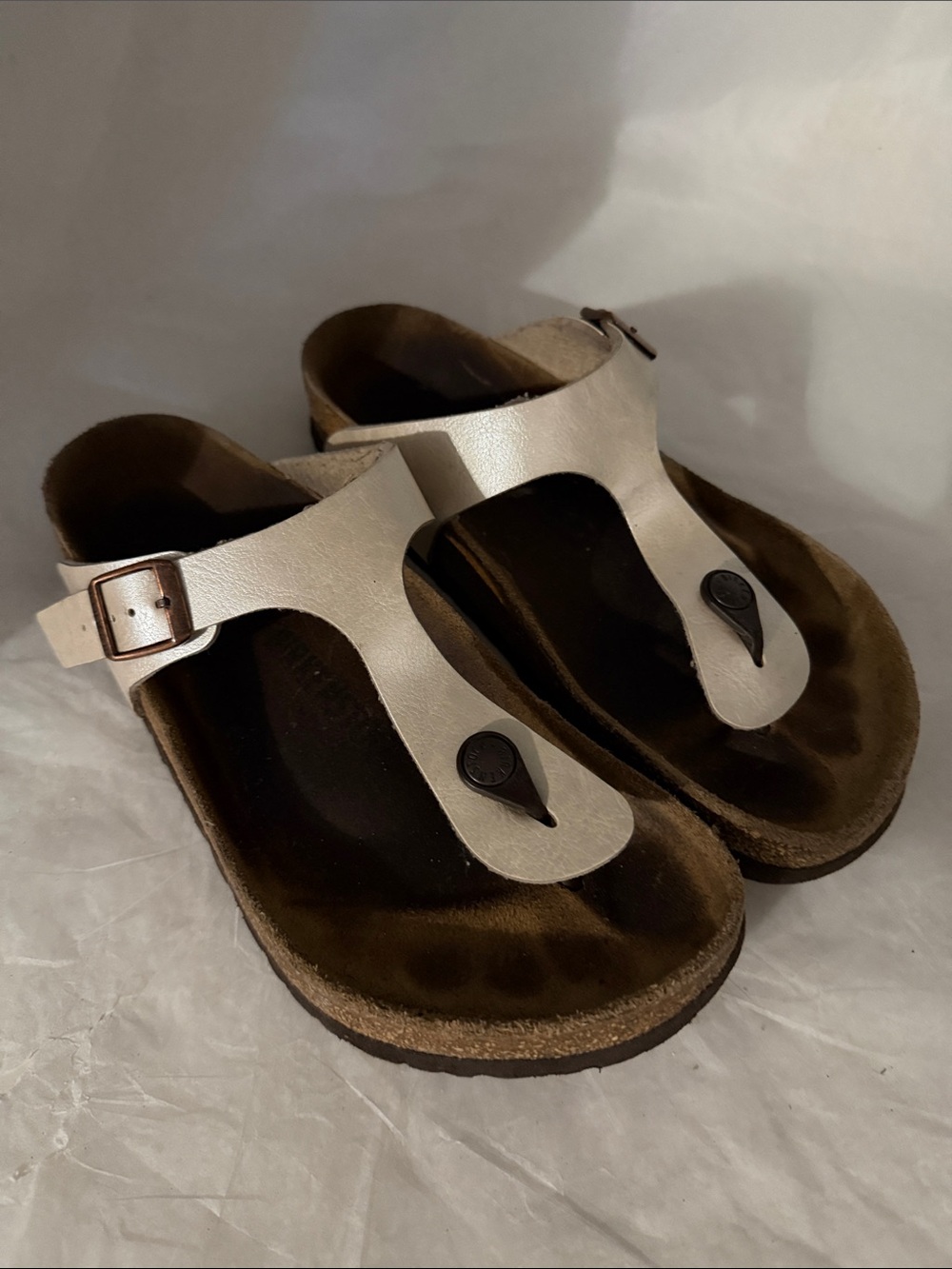 Birkenstock Beige T-Strap Toe-Post Sandals Size 38